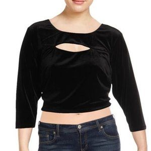 City Studio Plus Velvet Cut-Out Crop Top 14 NWT